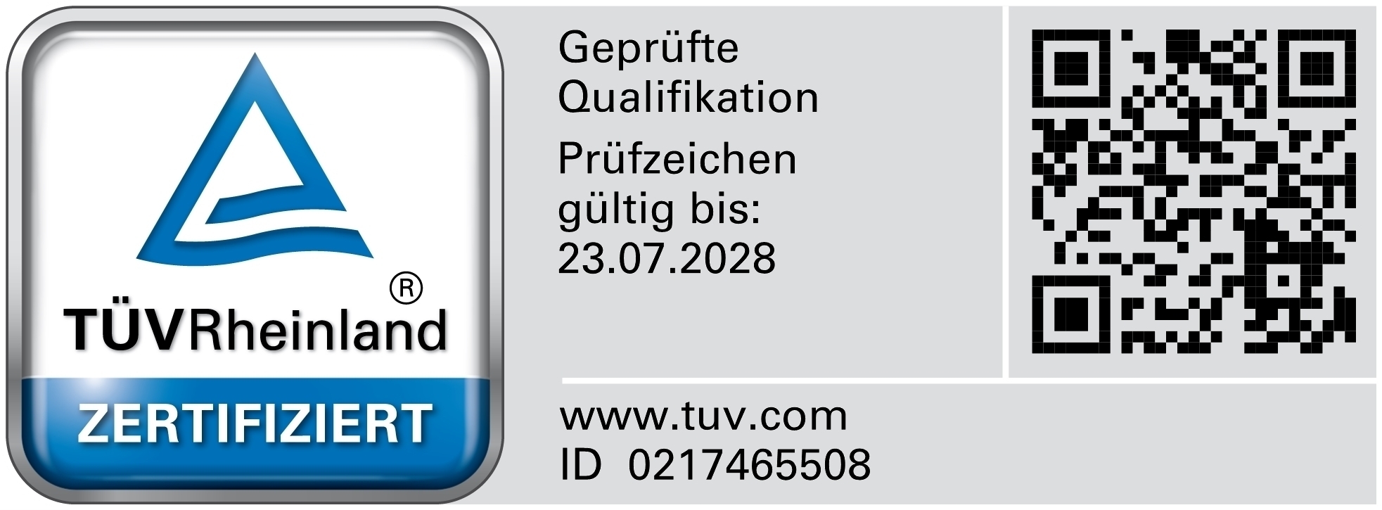 TÜV Rheinland Prüfzeichen für geprüfte Qualifikation